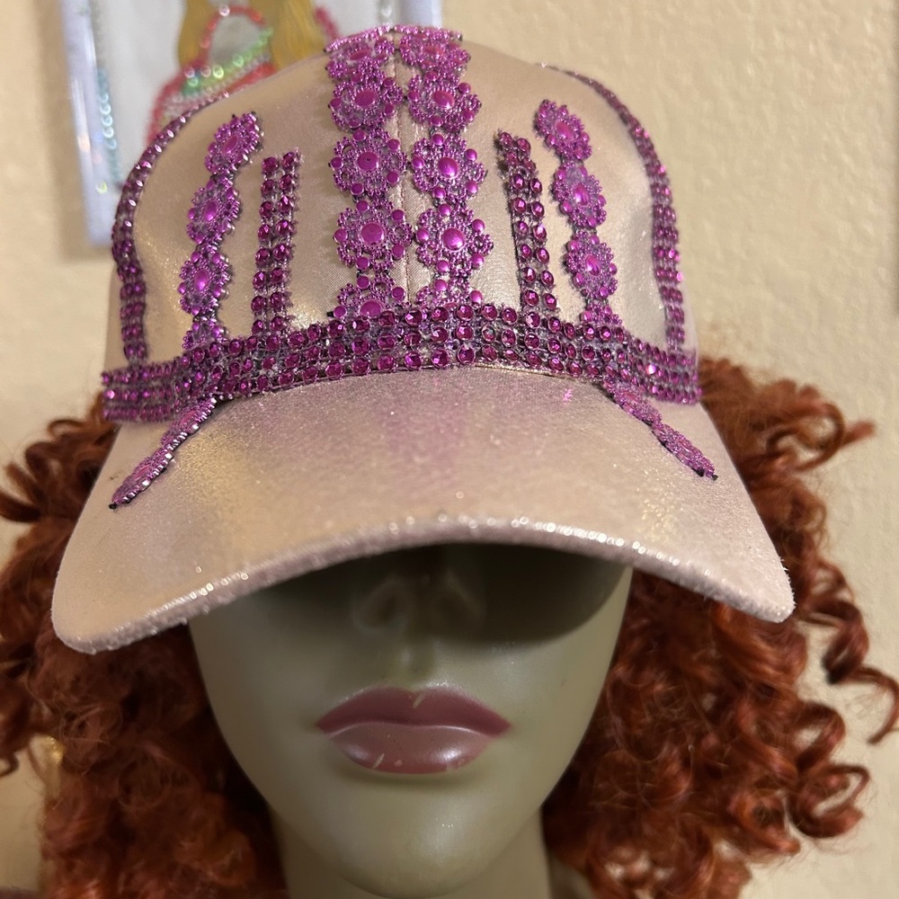 Pink and Cream Embellished Women's Cap